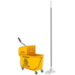 Homcom Cubo De Fregona Con Ruedas Capacidad De 20 L Mopa Amarillo
