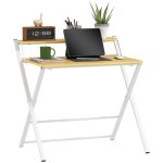 Homcom Escritorio Plegable con Estante Abierto 86x66x82cm Natural