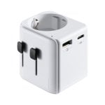 Ewent EW1472 Adaptador de Viaje Universal USA/UK/AUS/China con 1x USB-A y 1x USB-C Blanco