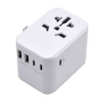 Ewent EW1470 Adaptador de Viaje Universal con 4 Enchufes de Pared + 5 Puertos USB Blanco