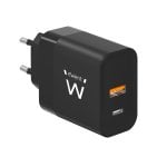 Ewent EW1327 Cargador GaN Fast 45W de 1x Puerto USB-C + 1x Puerto USB-A QC 2.0/PD 3.0 Negro