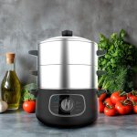 Vapeur électrique Cecotec Vapovita SteelPot 1300W 10L Inox 3 récipients