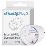 Tomada Inteligente Shelly Plug S MTR Gen3 Wi-Fi Bluetooth Controle por voz e Estatísticas de consumo