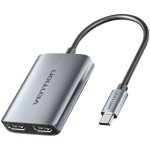 Vention ACZHB Adaptador USB-C a Dual HDMI 1.4 MST 0.15m Aluminio Gris
