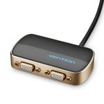 Vention VGA-Splitter, 1 Eingang, 2 Ausgänge, Full HD 1080p, Plug and Play, 30 m mit 1 m Kabel, Schwarz/Gold
