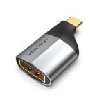 Adaptador USB Tipo C a DisplayPort Vention 4K 60Hz ABS Aluminio Negro/Gris Adaptador USB Tipo C a DisplayPort Vention 4K 60Hz ABS Aluminio Negro/Gris
