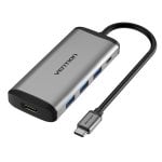 Hub USB-C Vention CNBHB HDMI 4K 3xUSB 3.0 PD 100W 5Gbps Gris Aluminio Hub USB-C Vention CNBHB HDMI 4K 3xUSB 3.0 PD 100W 5Gbps Gris Aluminio