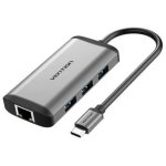 Dockingstation Vention CNCHB USB-C HDMI 4K 3xUSB 1xUSB-C PD RJ45 Grau