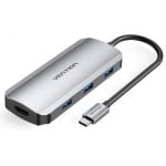 Vention TOFHB Dockingstation 6 in 1 USB-C auf HDMI 4K/3xUSB3.0/USB-C Gen1/PD100W 0,15 m Grau Vention TOFHB Dockingstation 6 in 1 USB-C auf HDMI 4K/3xUSB3.0/USB-C Gen1/PD100W 0,15 m Grau
