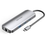 Hub USB-C Vention 6-en-1 Aluminium 4x USB 3.2 HDMI 4K Ethernet RJ45 SD 100W