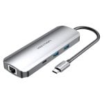 Docking Station Vention USB-C 4K Ultra HD Aluminio 2xUSB 3.2 2xUSB-C HDMI Ethernet SD Plata