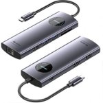 USB-C Docking Station Vention TQVHB 2xHDMI 4K 3xUSB RJ45 SD/TF 100W PD Grau