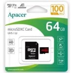 Tarjeta de Memoria Apacer MicroSDXC 64GB UHS-I Clase 10 100MB/s + Adaptador Tarjeta de Memoria Apacer MicroSDXC 64GB UHS-I Clase 10 100MB/s + Adaptador