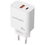 Nanocable Wandladegerät 10.10.2011 30W USB-A Schnellladung USB-C Power Delivery Weiß