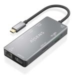 AISENS DUA9-0104 Dock USB-C 9 em 1 2xHDMI 1xRJ45 2xUSB3.0 100W SD MicroSD Cinza 15cm AISENS DUA9-0104 Dock USB-C 9 em 1 2xHDMI 1xRJ45 2xUSB3.0 100W SD MicroSD Cinza 15cm
