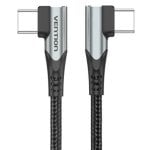 Cabo VENTION TANHD USB-C Cotovelo 90° 100W 5A 480Mbps 50cm Cinza