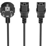 Cable CPU AISENS A132-0865 3m Schuko a 2xC13 H05-VV-F 0,75mm² Negro Cable CPU AISENS A132-0865 3m Schuko a 2xC13 H05-VV-F 0,75mm² Negro