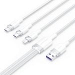 Cavo USB Vention CTRWG 2.0 3 in 1 1,5 m Bianco 6A PVC Cotone Lightning USB-C MicroUSB Cavo USB Vention CTRWG 2.0 3 in 1 1,5 m Bianco 6A PVC Cotone Lightning USB-C MicroUSB
