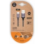 Cable USB-C TECH ONE TECH TEC2023 2m 2.4A Trenzado Nylon Gris Cable USB-C TECH ONE TECH TEC2023 2m 2.4A Trenzado Nylon Gris