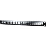 Pannello patch PHASAK PA 3424 Cat.6 a 24 porte, gestione cavi 1U, nero, rack da 19"