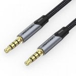 Câble stéréo Vention BAQHG, jack 3,5 mm, mâle vers mâle, 1,5 m, gris, contacts dorés