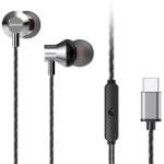 Auriculares Aiwa con cable USB-C micrófono y graves potentes intrauditivos plateados Auriculares Aiwa con cable USB-C micrófono y graves potentes intrauditivos plateados