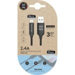 Cable USB 2.0 TECH ONE TECH TEC2002 2,4A Lightning 1m Negro Reforzado Apple Cable USB 2.0 TECH ONE TECH TEC2002 2,4A Lightning 1m Negro Reforzado Apple