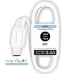 Cable USB 2.0 Lightning Tech One Tech TEC2902 1m 2.4A Blanco carga rápida Cable USB 2.0 Lightning Tech One Tech TEC2902 1m 2.4A Blanco carga rápida