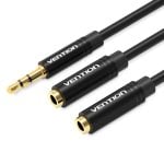 Vention BBWBY Cabo Jack Macho de 3,5 mm para 2x Jack Fêmea de 3,5 mm 30 cm Preto Banhado a Ouro Vention BBWBY Cabo Jack Macho de 3,5 mm para 2x Jack Fêmea de 3,5 mm 30 cm Preto Banhado a Ouro