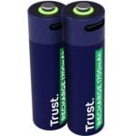 Trust AA-Batterie 25584, wiederaufladbar, 2 Stück, 1700 mAh, USB-C, 2 Std. LED-Aufladung