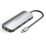Docking Vention TOHHB USB-C HDMI 3xUSB 4K 100W PD RJ45 Aluminio Gris Docking Vention TOHHB USB-C HDMI 3xUSB 4K 100W PD RJ45 Aluminio Gris