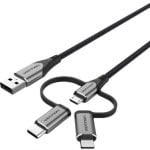 Cavo Lightning MicroUSB Vention CQJHG USB 2.0 3 in 1 USB-C 1,5 m 480 Mbps Grigio Cavo Lightning MicroUSB Vention CQJHG USB 2.0 3 in 1 USB-C 1,5 m 480 Mbps Grigio