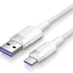 Câble USB 2.0 Vention CTOWH 2m 100W 6A USB-C vers USB-A Blanc Tressé