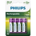 PHILIPS R6B4A130/10 Pilha AA recarregável 1300mAh NiMH pacote de 4 unidades PHILIPS R6B4A130/10 Pilha AA recarregável 1300mAh NiMH pacote de 4 unidades