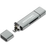 Lettore di schede Vention CCJH0 USB 2.0/USB-C/Micro in lega di alluminio da 256 GB, grigio Lettore di schede Vention CCJH0 USB 2.0/USB-C/Micro in lega di alluminio da 256 GB, grigio