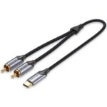 Câble Vention BGUHF USB-C vers 2 RCA mâles 1 m, antibruit, haute fidélité, gris Câble Vention BGUHF USB-C vers 2 RCA mâles 1 m, antibruit, haute fidélité, gris
