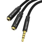 Cavo stereo Vention BBMBY 3.5mm maschio a 2x 2.5mm femmina 30cm nero intrecciato