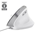 Ratón Trust Bayo II con cable 2400 DPI vertical ergonómico clics silenciosos 6 botones blanco