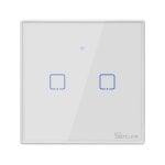 Interruptor inteligente Sonoff T2EU2C-TX WiFi RF433MHz vidrio templado retroiluminado blanco Interruptor inteligente Sonoff T2EU2C-TX WiFi RF433MHz vidrio templado retroiluminado blanco
