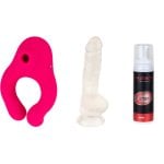 Conjunto erótico Hugbox Deluxe, estimulador de clitóris, dildo M, limpeza de silicone, garantia de 2 anos Conjunto erótico Hugbox Deluxe, estimulador de clitóris, dildo M, limpeza de silicone, garantia de 2 anos