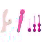 Hugbox Sensual Pleasure Kit Klitorisstimulator + Zauberstabvibrator + Premium-Geisha-Kugeln aus Silikon Hugbox Sensual Pleasure Kit Klitorisstimulator + Zauberstabvibrator + Premium-Geisha-Kugeln aus Silikon
