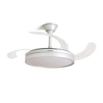 Ventilador de Techo InnovaGoods DC 80W LED Aspas Retráctiles 6 Velocidades Mando Plateado Ventilador de Techo InnovaGoods DC 80W LED Aspas Retráctiles 6 Velocidades Mando Plateado
