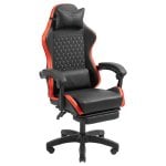 Mars Gaming MGC-X Gaming-Stuhl mit verstellbarer Rückenlehne, Fußstütze, Lordosenstütze und Kunstleder