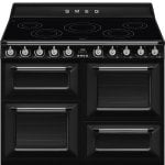 Fogão de Indução Smeg TR4110IBL2 110x60cm Forno Triplo Preto Vapor Clean Fogão de Indução Smeg TR4110IBL2 110x60cm Forno Triplo Preto Vapor Clean