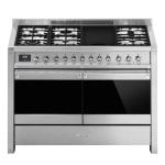 Fogão Smeg Opera 120x60 cm com 2 fornos, 6 queimadores a gás, limpeza catalítica, aço inoxidável Fogão Smeg Opera 120x60 cm com 2 fornos, 6 queimadores a gás, limpeza catalítica, aço inoxidável