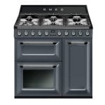 Fogão a gás Smeg TR93GR de 6 zonas com 3 fornos Vapor Clean Victoria, cinzento ardósia Fogão a gás Smeg TR93GR de 6 zonas com 3 fornos Vapor Clean Victoria, cinzento ardósia