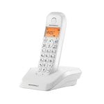 Téléphone sans fil DECT Motorola S1201 blanc avec haut-parleur mains libres et écran LCD