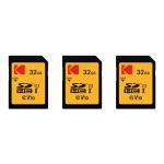 Tarjeta memoria Kodak 32GB SDHC pack 3x alta velocidad 90MB/s protección escritura