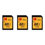Pack de cartes mémoire SDHC Kodak 32 Go, 3x haute vitesse, protection en écriture jusqu'à 90 Mo/s