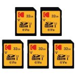 Cartão de memória Kodak SDHC 32GB Pack 5x alta velocidade 90MB/s proteção escrita